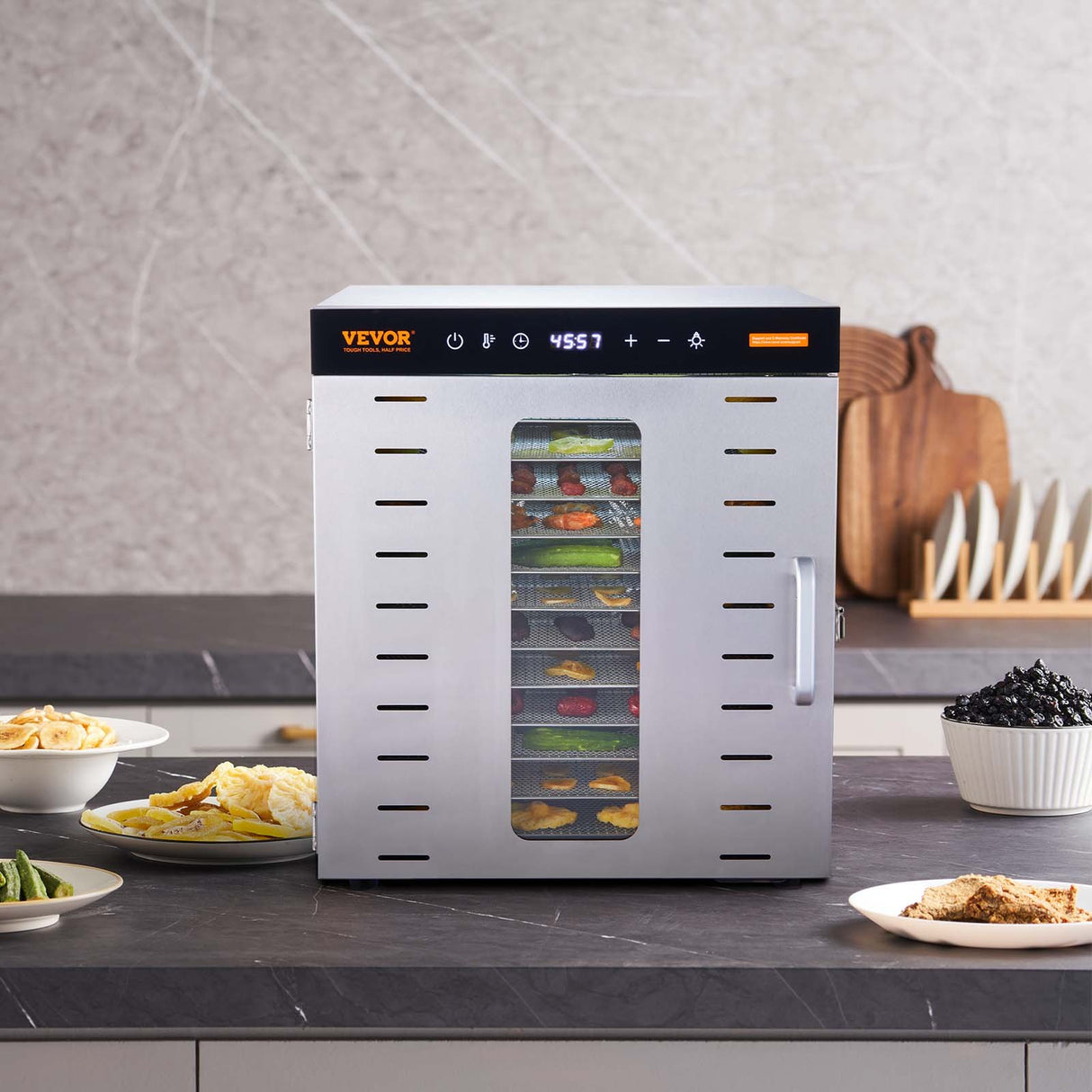 10 Trays Food Dehydrator Machine Stainless Steel 1000W Jerky Fruit Drying