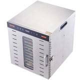 10 Trays Food Dehydrator Machine Stainless Steel 1000W Jerky Fruit Drying