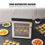 10 Trays Food Dehydrator Machine Stainless Steel 800W Jerky Fruit Drying