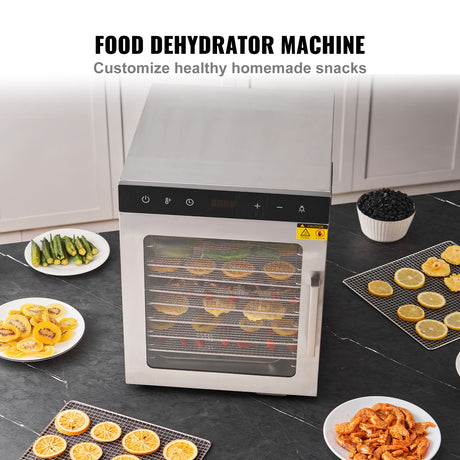 10 Trays Food Dehydrator Machine Stainless Steel 800W Jerky Fruit Drying