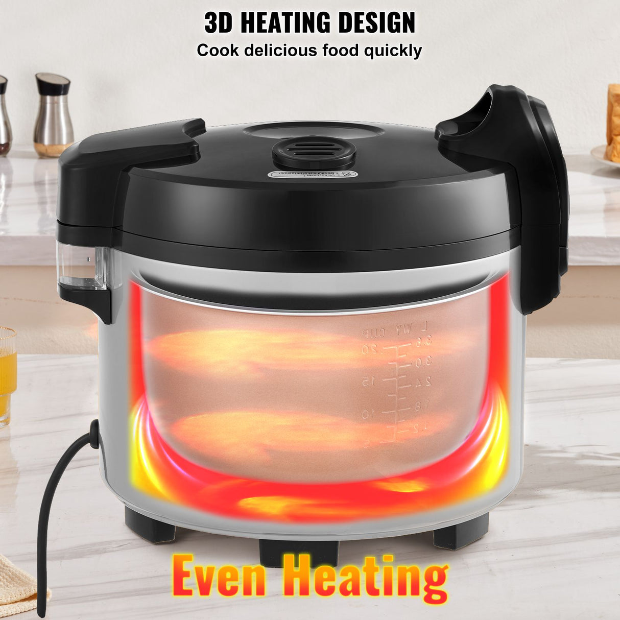 Commercial Rice Cooker 60-Cup Non-Stick Pot 13L 12H Keep Warm Restaurant