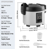 Commercial Rice Cooker, 45-Cup Rice Cooker, 9 Liter Large Rice Cooker and Warmer with Nonstick Inner Pot, Fast Cooking and 12-Hour Keep Warm, with Rice Cup and Paddle, for Restaurant