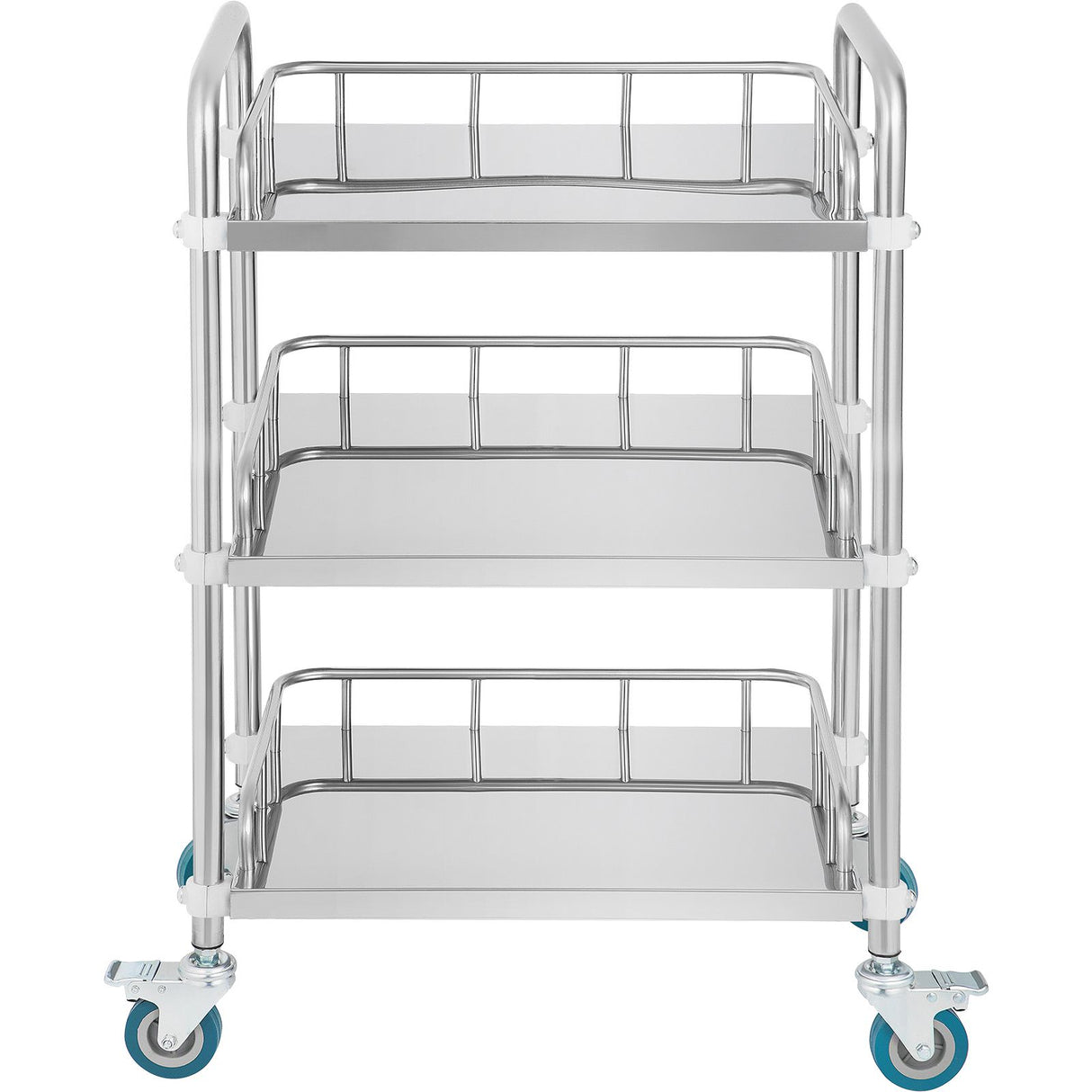 VEVOR Lab Rolling Cart, 3-Shelf Stainless Steel Rolling Cart, Lab Serving Cart with Swivel Casters, Dental Utility Cart for Clinic, Lab,  Hospital, Salon, 26.38"x15.55"x34.13"