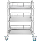 VEVOR Lab Rolling Cart, 3-Shelf Stainless Steel Rolling Cart, Lab Serving Cart with Swivel Casters, Dental Utility Cart for Clinic, Lab,  Hospital, Salon, 26.38"x15.55"x34.13"