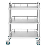 VEVOR Lab Rolling Cart, 3-Shelf Stainless Steel Rolling Cart, Lab Serving Cart with Swivel Casters, Dental Utility Cart for Clinic, Lab,  Hospital, Salon, 26.38"x15.55"x34.13"