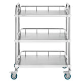 VEVOR Lab Rolling Cart, 3-Shelf Stainless Steel Rolling Cart, Lab Serving Cart with Swivel Casters, Dental Utility Cart for Clinic, Lab,  Hospital, Salon, 26.38"x15.55"x34.13"