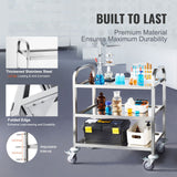 VEVOR Stainless Steel Cart, 3 Layers Lab Utility Cart 181 kg Weight Capacity, Medical Cart with Lockable Universal Wheels, for Lab, Clinic, Kitchen, Salon