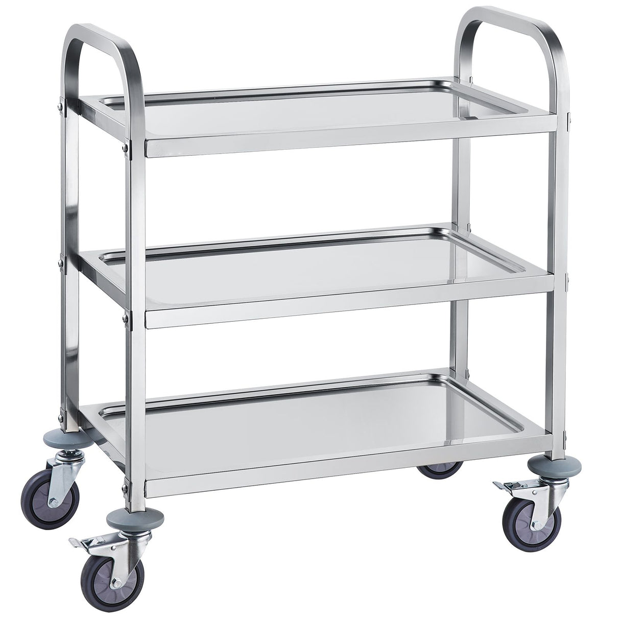 VEVOR Stainless Steel Cart, 3 Layers Lab Utility Cart 181 kg Weight Capacity, Medical Cart with Lockable Universal Wheels, for Lab, Clinic, Kitchen, Salon