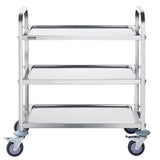 VEVOR Stainless Steel Cart, 3 Layers Lab Utility Cart 181 kg Weight Capacity, Medical Cart with Lockable Universal Wheels, for Lab, Clinic, Kitchen, Salon