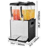 VEVOR Commercial Beverage Dispenser, 2 Tanks 12 L Per Tank Juice Dispenser, 286W Stainless Steel Ice Tea Drink Machine with 7℃-12℃ Cooling Temperature, for Cold Drink Restaurant Bar Party