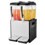 VEVOR Commercial Beverage Dispenser, 2 Tanks 12 L Per Tank Juice Dispenser, 286W Stainless Steel Ice Tea Drink Machine with 7℃-12℃ Cooling Temperature, for Cold Drink Restaurant Bar Party
