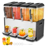VEVOR Commercial Beverage Dispenser, 4 Tanks 12 L Per Tank Juice Dispenser, 510W Stainless Steel Ice Tea Drink Machine with 7℃-12℃ Cooling Temperature, for Cold Drink Restaurant Bar Party