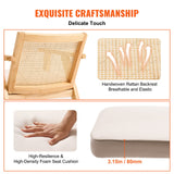 VEVOR Rattan Chair, Mid Century Modern Dining Chair with Armrest