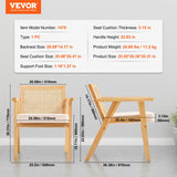 VEVOR Rattan Chair, Mid Century Modern Dining Chair with Armrest