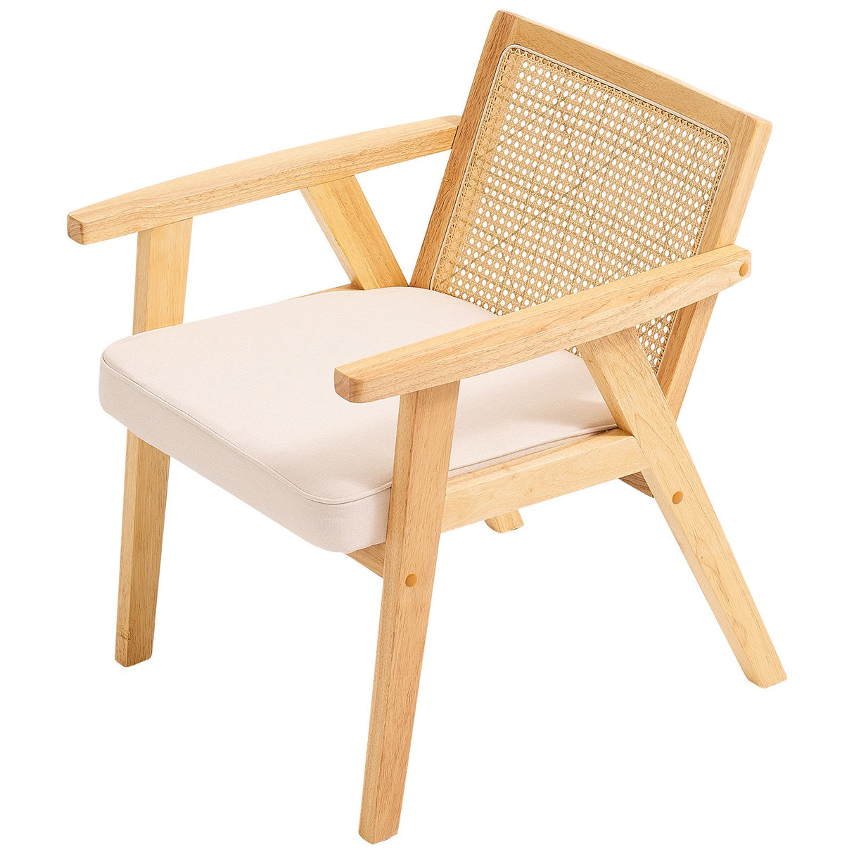 VEVOR Rattan Chair, Mid Century Modern Dining Chair with Armrest