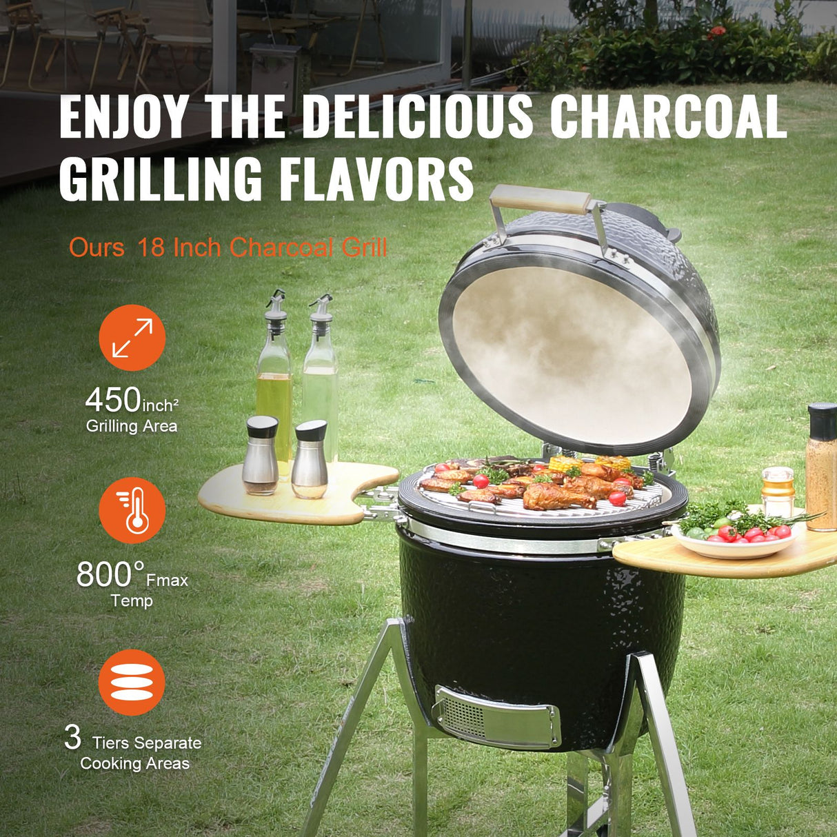 VEVOR Portable Charcoal Grill, Propane Gas Grills with Cover and Cart