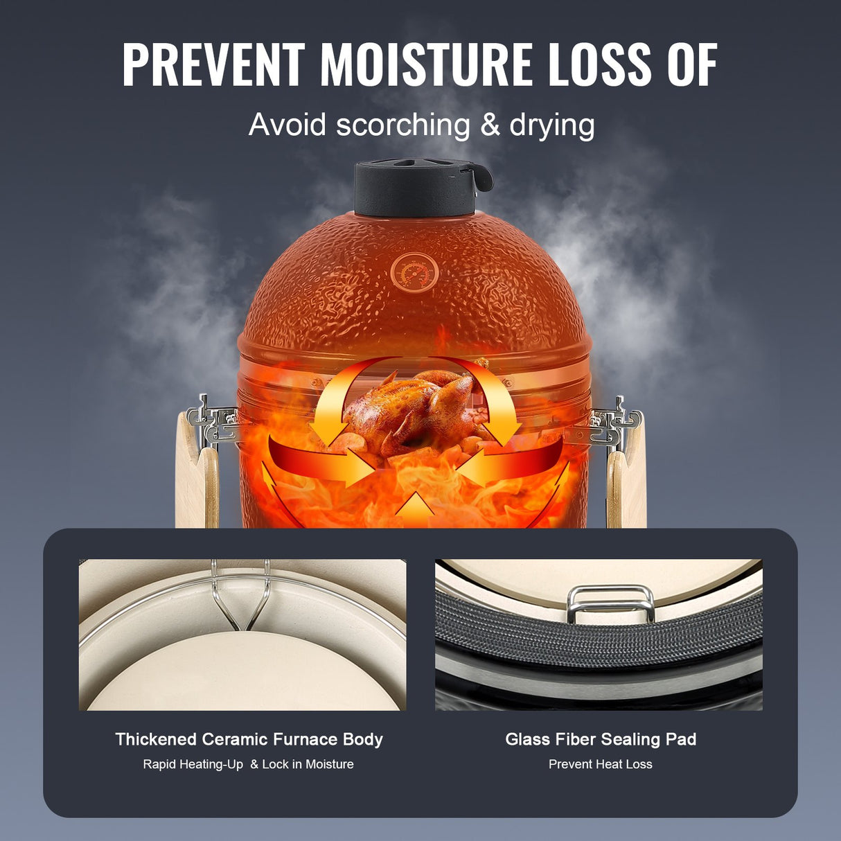 VEVOR Portable Charcoal Grill, Propane Gas Grills with Cover and Cart, Heavy Duty Stainless Steel BBQ Grill, Mini Smoker for Outdoor Cooking, Barbecue Camping, Picnic, and Backyard, Black