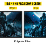 VEVOR Tripod Projector Screen with Stand 70 inch 16:9 4K HD Projection Screen Stand Wrinkle-Free Height Adjustable Portable Screen for Projector Indoor & Outdoor for Movie, Home Cinema, Gaming, Office