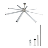 213 cm Ceiling Fan No Light, 6-Speed Remote Control, Aluminum 8-Blade, Reversible DC Motor, Modern Low Profile Flush Mount Fan for Bedroom, Living Room, Patio, Indoor/Outdoor, Brushed Nickel