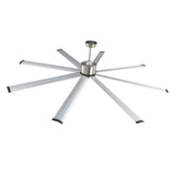 213 cm Ceiling Fan No Light, 6-Speed Remote Control, Aluminum 8-Blade, Reversible DC Motor, Modern Low Profile Flush Mount Fan for Bedroom, Living Room, Patio, Indoor/Outdoor, Brushed Nickel