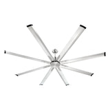 213 cm Ceiling Fan No Light, 6-Speed Remote Control, Aluminum 8-Blade, Reversible DC Motor, Modern Low Profile Flush Mount Fan for Bedroom, Living Room, Patio, Indoor/Outdoor, Brushed Nickel