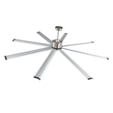 213 cm Ceiling Fan No Light, 6-Speed Remote Control, Aluminum 8-Blade, Reversible DC Motor, Modern Low Profile Flush Mount Fan for Bedroom, Living Room, Patio, Indoor/Outdoor, Brushed Nickel