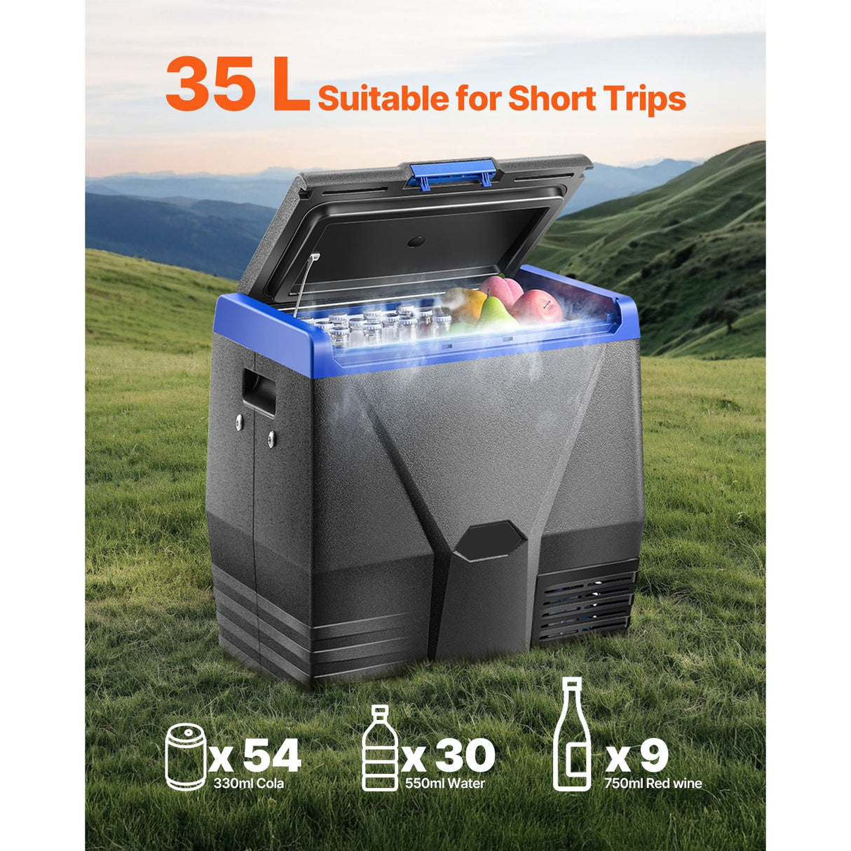 Portable Car Refrigerator Freezer Compressor 35L Single Zone for Car Home