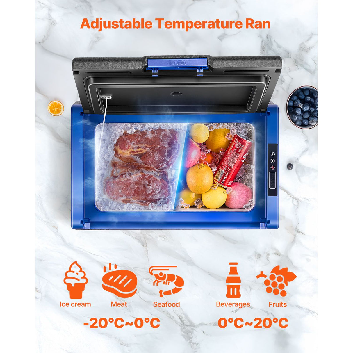 Portable Car Refrigerator Freezer Compressor 35L Single Zone for Car Home