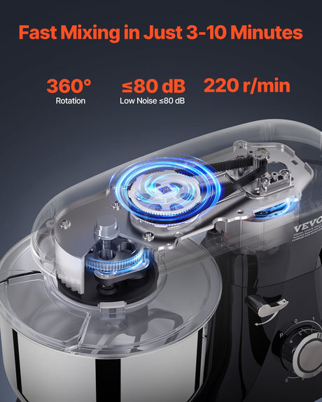 Stand Mixer 5.68 L Electric Dough Mixer 1100W 6 + P Speeds Food Beater