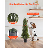 Artificial Topiary Cedar Trees, 2 Set 914mm Faux Pine Shrubs Plants, Fake Silk Tree Look Real, Easy Assembly for Decor Front Porch Outdoor Patio Garden Balcony Backyard Indoor Office