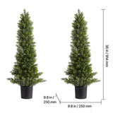 Artificial Topiary Cedar Trees, 2 Set 914mm Faux Pine Shrubs Plants, Fake Silk Tree Look Real, Easy Assembly for Decor Front Porch Outdoor Patio Garden Balcony Backyard Indoor Office
