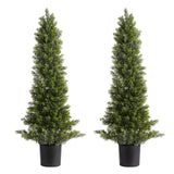 Artificial Topiary Cedar Trees, 2 Set 914mm Faux Pine Shrubs Plants, Fake Silk Tree Look Real, Easy Assembly for Decor Front Porch Outdoor Patio Garden Balcony Backyard Indoor Office