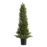 Artificial Topiary Cedar Trees, 2 Set 914mm Faux Pine Shrubs Plants, Fake Silk Tree Look Real, Easy Assembly for Decor Front Porch Outdoor Patio Garden Balcony Backyard Indoor Office