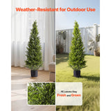 Artificial Topiary Cedar Trees, 2 Set 1219mm Faux Pine Shrubs Plants, Fake Silk Tree Look Real, Easy Assembly for Decor Front Porch Outdoor Patio Garden Balcony Backyard Indoor Office