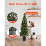 Artificial Topiary Cedar Trees, 2 Set 1219mm Faux Pine Shrubs Plants, Fake Silk Tree Look Real, Easy Assembly for Decor Front Porch Outdoor Patio Garden Balcony Backyard Indoor Office