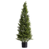 Artificial Topiary Cedar Trees, 2 Set 1219mm Faux Pine Shrubs Plants, Fake Silk Tree Look Real, Easy Assembly for Decor Front Porch Outdoor Patio Garden Balcony Backyard Indoor Office