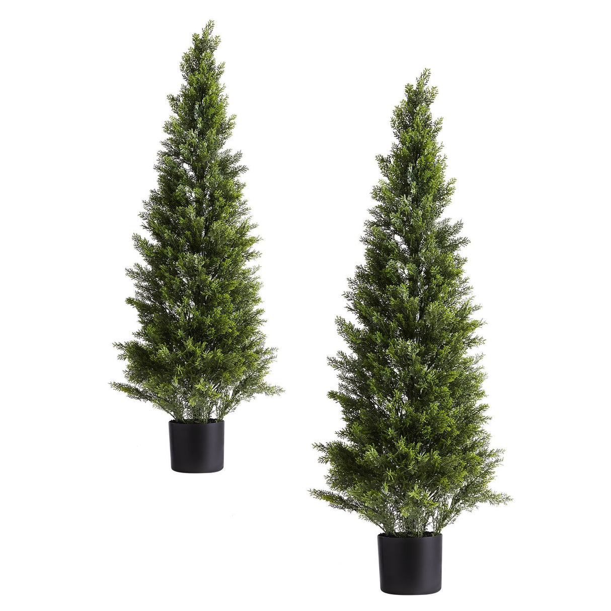 Artificial Topiary Cedar Trees, 2 Set 1219mm Faux Pine Shrubs Plants, Fake Silk Tree Look Real, Easy Assembly for Decor Front Porch Outdoor Patio Garden Balcony Backyard Indoor Office