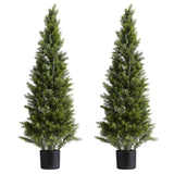 Artificial Topiary Cedar Trees, 2 Set 1219mm Faux Pine Shrubs Plants, Fake Silk Tree Look Real, Easy Assembly for Decor Front Porch Outdoor Patio Garden Balcony Backyard Indoor Office
