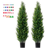 2 Pack 5' Artificial Cedar Topiary Tree Faux Plant UV Decor In/Outdoor