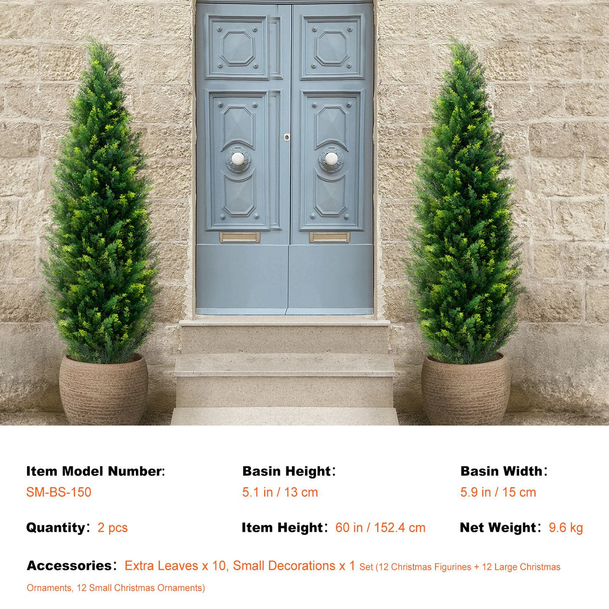 2 Pack 5' Artificial Cedar Topiary Tree Faux Plant UV Decor In/Outdoor