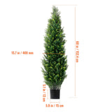 2 Pack 5' Artificial Cedar Topiary Tree Faux Plant UV Decor In/Outdoor