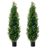 2 Pack 5' Artificial Cedar Topiary Tree Faux Plant UV Decor In/Outdoor