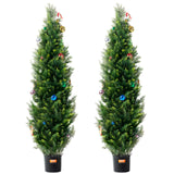 2 Pack 5' Artificial Cedar Topiary Tree Faux Plant UV Decor In/Outdoor