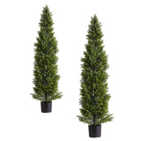 Artificial Topiary Cedar Trees, 2 Set 1524mm Faux Pine Shrubs Plants, Fake Silk Tree Look Real, Easy Assembly for Decor Front Porch Outdoor Patio Garden Balcony Backyard Indoor Office