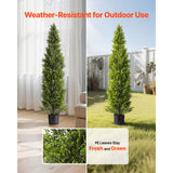 Artificial Topiary Cedar Trees, 2 Set 1524mm Faux Pine Shrubs Plants, Fake Silk Tree Look Real, Easy Assembly for Decor Front Porch Outdoor Patio Garden Balcony Backyard Indoor Office
