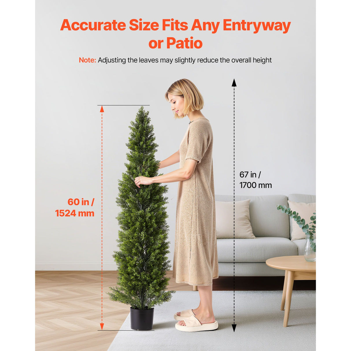 Artificial Topiary Cedar Trees, 2 Set 1524mm Faux Pine Shrubs Plants, Fake Silk Tree Look Real, Easy Assembly for Decor Front Porch Outdoor Patio Garden Balcony Backyard Indoor Office