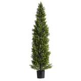 Artificial Topiary Cedar Trees, 2 Set 1524mm Faux Pine Shrubs Plants, Fake Silk Tree Look Real, Easy Assembly for Decor Front Porch Outdoor Patio Garden Balcony Backyard Indoor Office