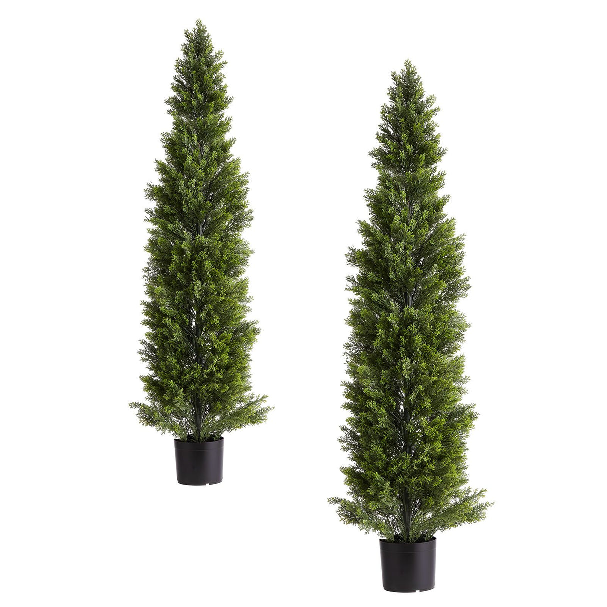 Artificial Topiary Cedar Trees, 2 Set 1524mm Faux Pine Shrubs Plants, Fake Silk Tree Look Real, Easy Assembly for Decor Front Porch Outdoor Patio Garden Balcony Backyard Indoor Office
