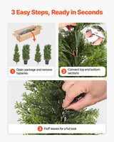 Artificial Topiary Cedar Trees, 2 Set 1524mm Faux Pine Shrubs Plants, Fake Silk Tree Look Real, Easy Assembly for Decor Front Porch Outdoor Patio Garden Balcony Backyard Indoor Office
