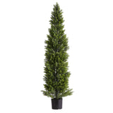 Artificial Topiary Cedar Trees, 2 Set 1524mm Faux Pine Shrubs Plants, Fake Silk Tree Look Real, Easy Assembly for Decor Front Porch Outdoor Patio Garden Balcony Backyard Indoor Office